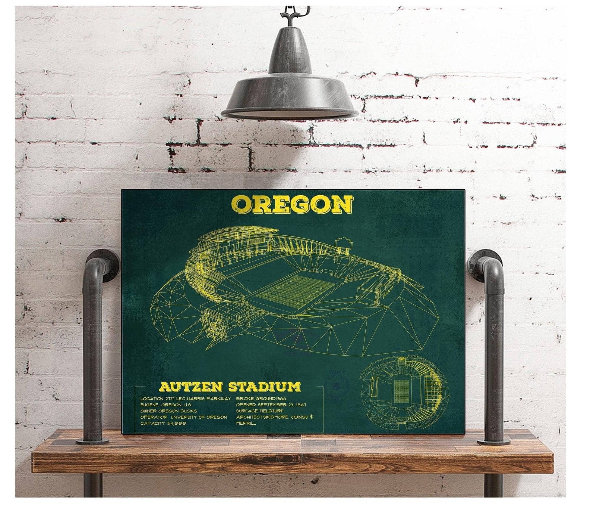 Cutler West College Football Collection Vintage Autzen Stadium Blueprint - Oregon Ducks Football Print