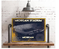 Cutler West College Football Collection Michigan Wolverines Art - Michigan Stadium Vintage Stadium Blueprint Art Print
