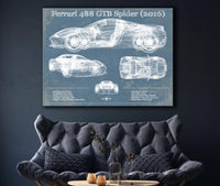 Cutler West Ferrari Collection Ferrari 488 GTB Spider (2016) Blueprint Vintage Auto Print