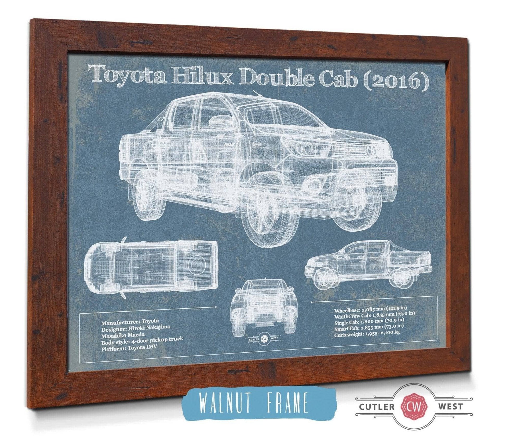 Cutler West Toyota Collection Toyota Hilux Double Cab (2016) Vintage Blueprint Auto Print
