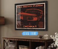 Cutler West Pro Football Collection 14" x 11" / Black Frame Cincinnati Bengals Paul Brown Stadium - Vintage Football Print 661536575_53490