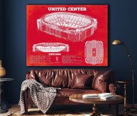 Cutler West United Center - Chicago Blackhawks Team Colors Vintage Hockey Print