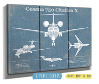 Cutler West Cessna Collection 48" x 32" / 3 Panel Canvas Wrap Cessna 750 Citation X Original Blueprint Art 845000220_50041