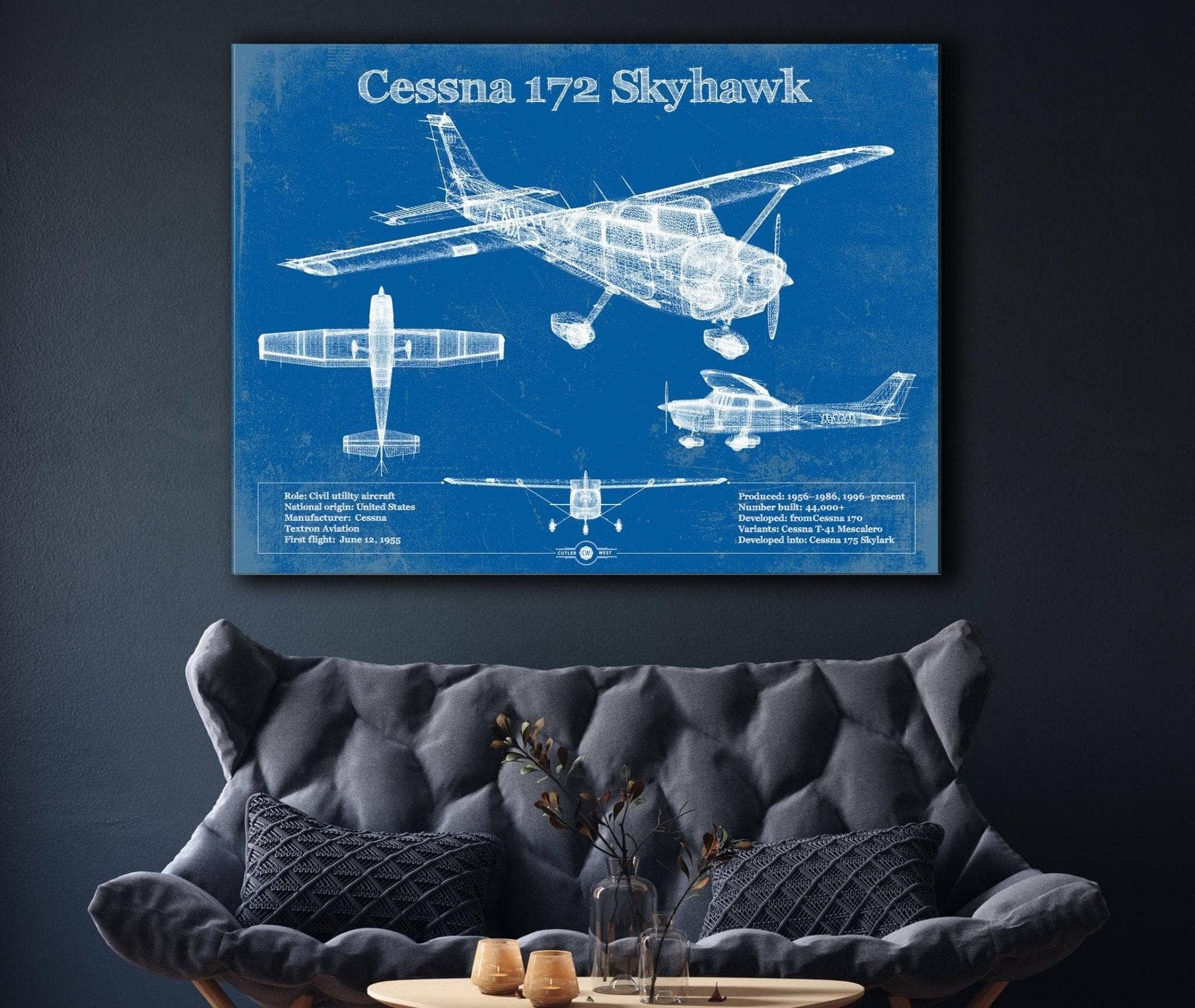 Cutler West Cessna Collection Cessna 172 Skyhawk Original Blueprint Art