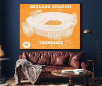 Cutler West College Football Collection Vintage Tennessee Volunteers Neyland Stadium Blueprint Team Color Wall Art