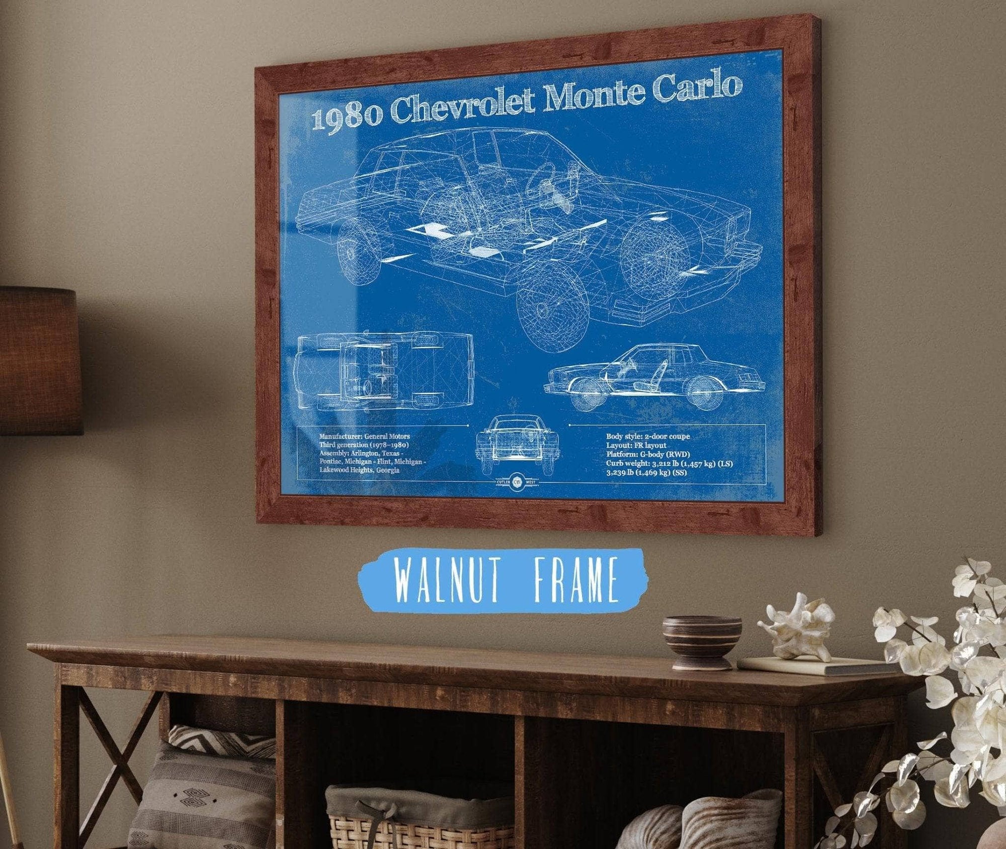 Cutler West Chevrolet Collection 1980 Chevrolet Monte Carlo Blueprint Vintage Auto Patent Print