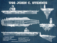Cutler West Naval Military 14" x 11" / Unframed USS John C Stennis (CVN-74) Aircraft Carrier Blueprint Original Military Wall Art - Customizable 911653411_23938