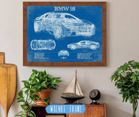 Cutler West Vehicle Collection 14" x 11" / Walnut Frame BMW I8 Vintage Blueprint Auto Print 945000335_47816