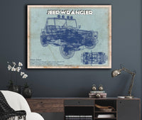Cutler West Vehicle Collection Jeep Wrangler Vintage Blueprint Auto Print