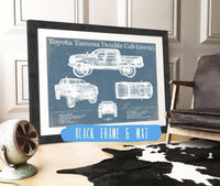 Cutler West Toyota Collection 14" x 11" / Black Frame & Mat Toyota Tacoma Double Cab (2019) Vintage Blueprint Auto Print 833110080_30854