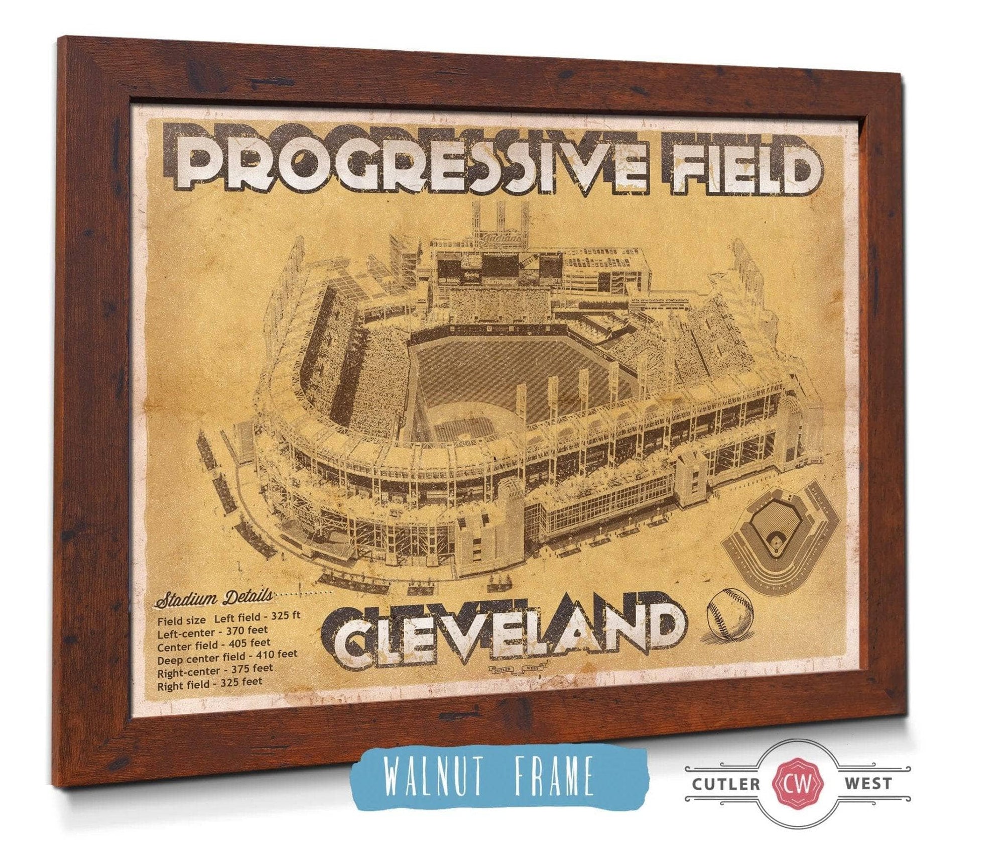 Cutler West Baseball Collection Cleveland Indians Progressive Field Vintage Baseball Print