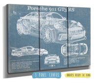 Cutler West Porsche Collection 48" x 32" / 3 Panel Canvas Wrap Porsche 911 GT3 RS Vintage Blueprint Auto Print 235353152