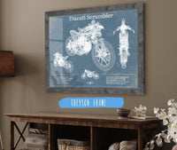 Cutler West 14" x 11" / Greyson Frame Ducati Scrambler Vintage Blueprint Motorcycle Patent Print 833110038_61284