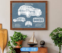 Cutler West Vehicle Collection 14" x 11" / Walnut Frame BMW X5 Vintage Blueprint Auto Print 833110089