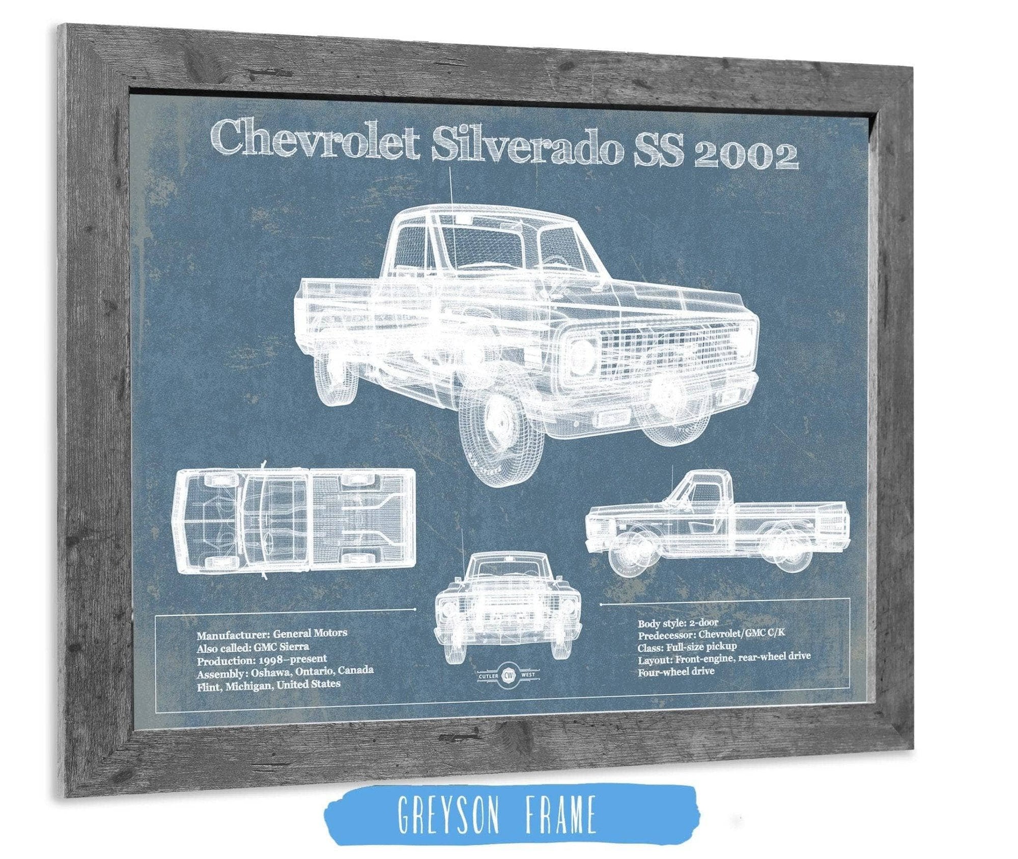 Cutler West Chevrolet Collection Chevrolet Silverado SS 2002 Blueprint Vintage Auto Patent Print