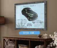 Cutler West Jaguar Collection 14" x 11" / Greyson Frame Jaguar Mark 1 (Dark Green) Blueprint Vintage Auto Print 933311119_17613