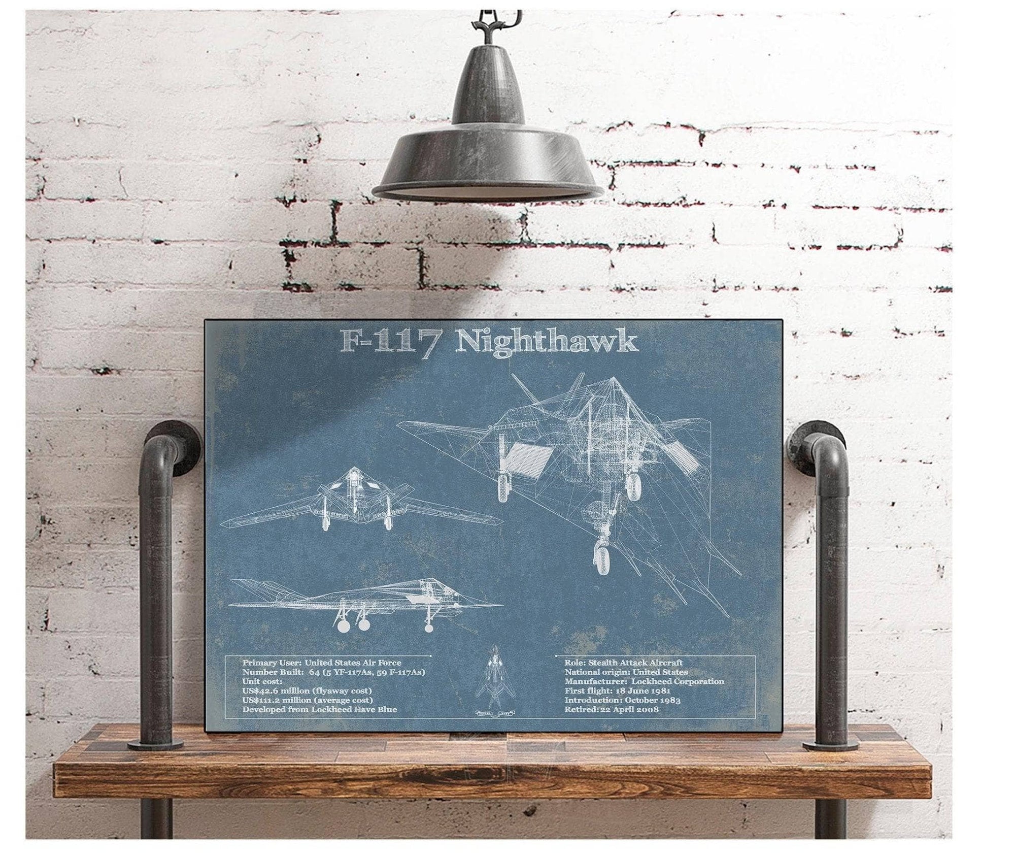 Cutler West Military Aircraft F-117 Nighthawk Military Aircraft Patent - Blueprint Military Wall Art