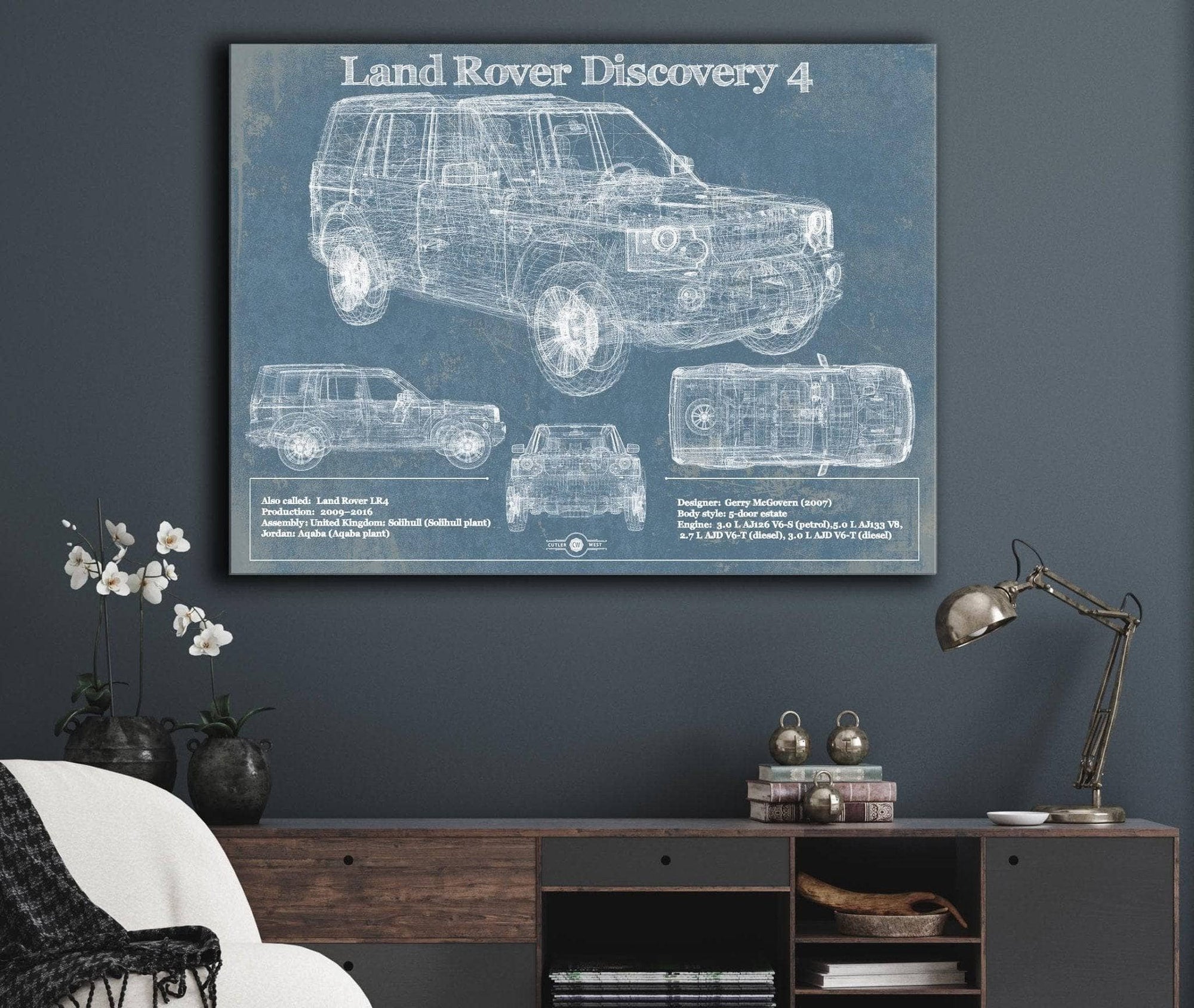 Cutler West Land Rover Collection Land Rover Discovery 4 Blueprint Vintage Auto Patent Print