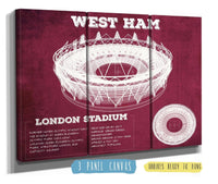 Cutler West 48" x 32" / 3 Panel Canvas Wrap West Ham United FC - Vintage London Stadium Soccer Print 736809452-48"-x-32"3483