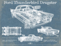 Cutler West Ford Collection 14" x 11" / Unframed Ford Thunderbird Dragster Blueprint Vintage Auto Print 833447927_67035