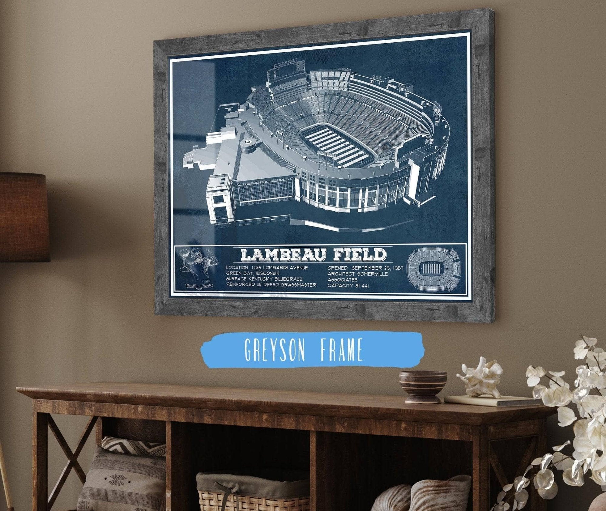 Cutler West Pro Football Collection 14" x 11" / Greyson Frame Green Bay Packers - Lambeau Field Vintage Football Print 698877220_66034