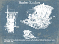 Cutler West 14" x 11" / Unframed Harley-Davidson Engine Vintage Blueprint Motorcycle Engine Patent Print 833110036_18658