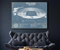 Cutler West College Football Collection UCLA Bruins Art - Rose Bowl Vintage Stadium Blueprint Art Print
