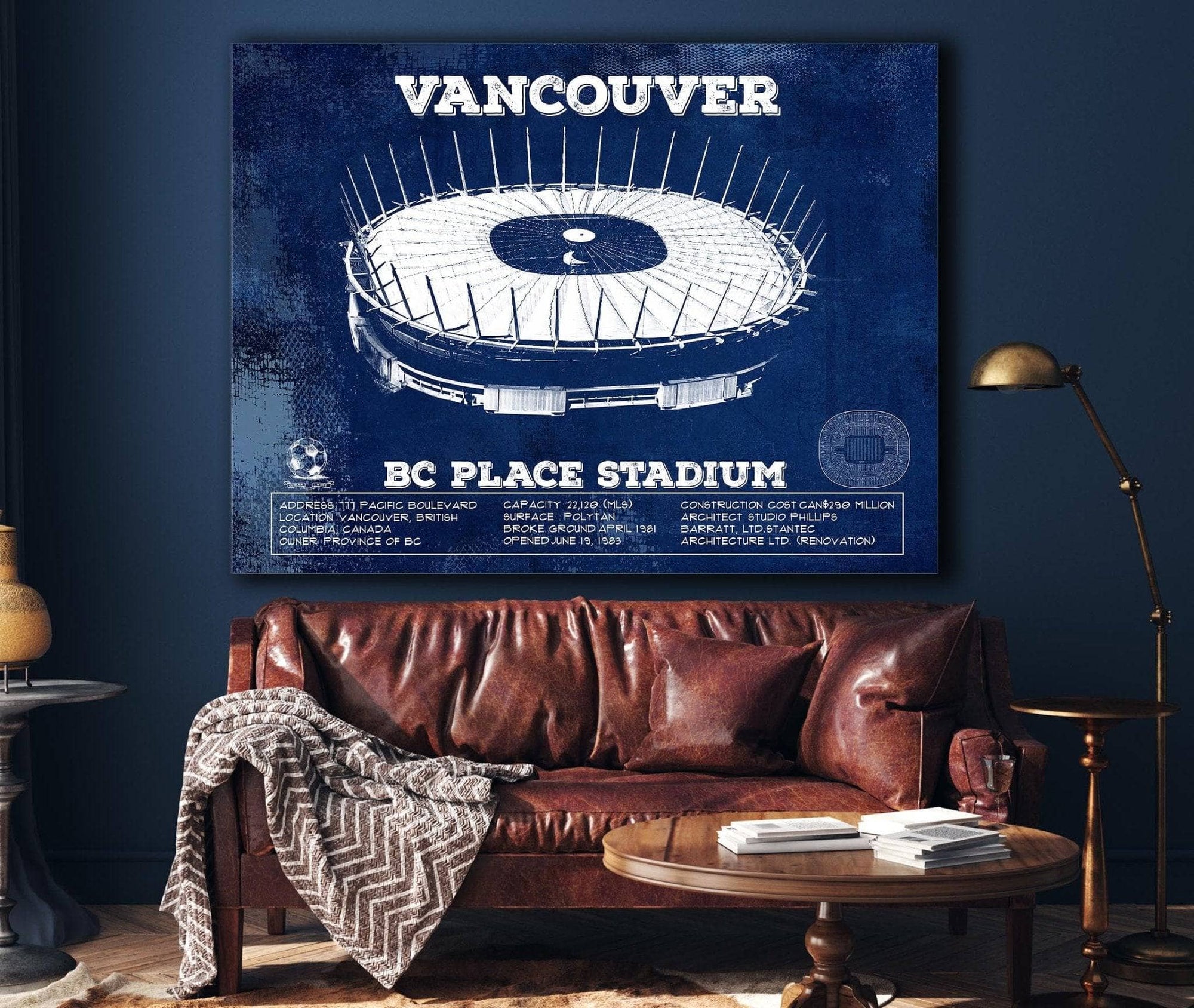 Cutler West Soccer Collection Vancouver Whitecaps - Vintage BC Place Stadium MLS Soccer Print