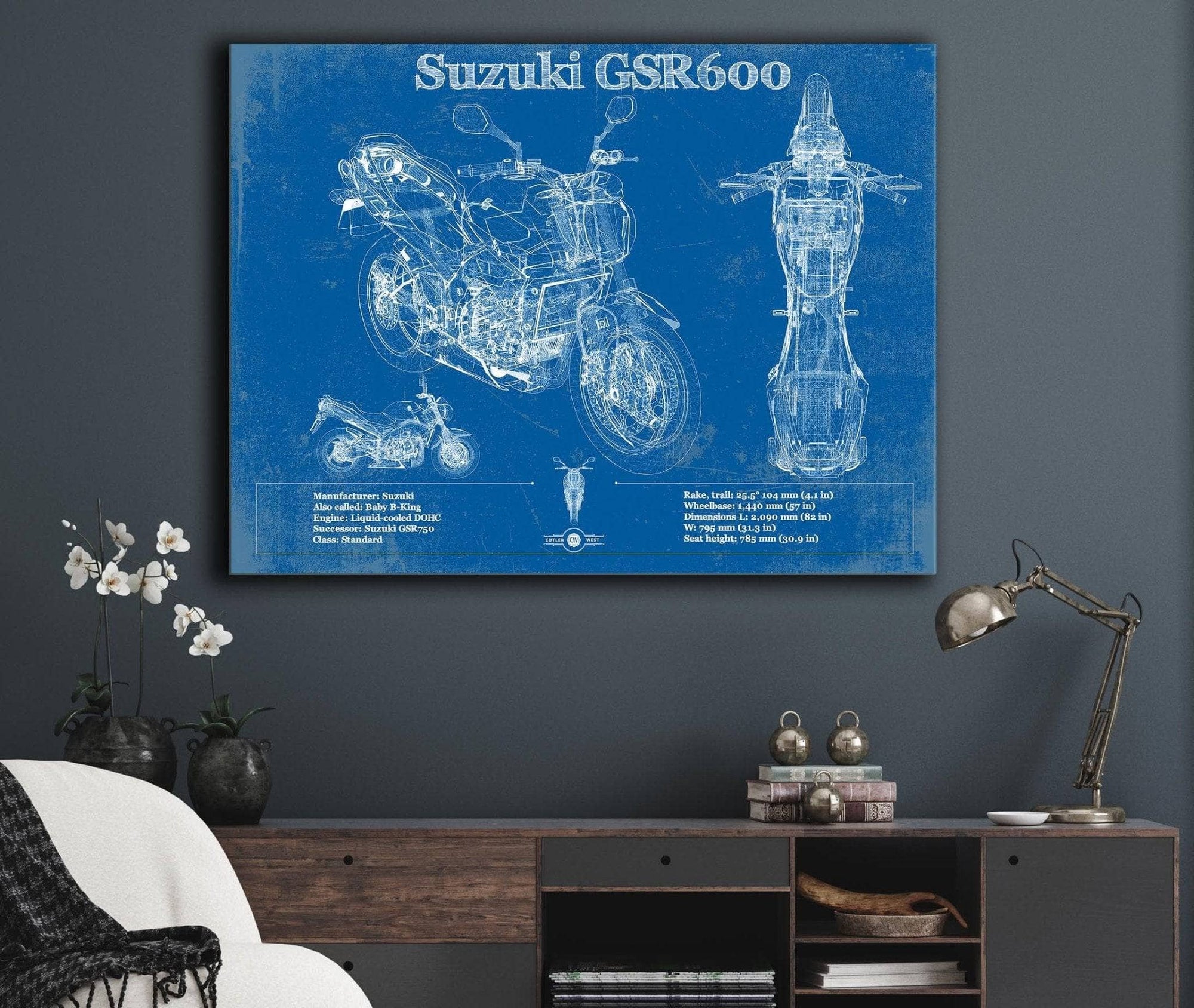 Cutler West Suzuki GSR600 Blueprint Motorcycle Patent Print