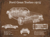 Cutler West Ford Collection 14" x 11" / Unframed Ford Gran Torino 1975 Blueprint Vintage Auto Print 933350038_54809
