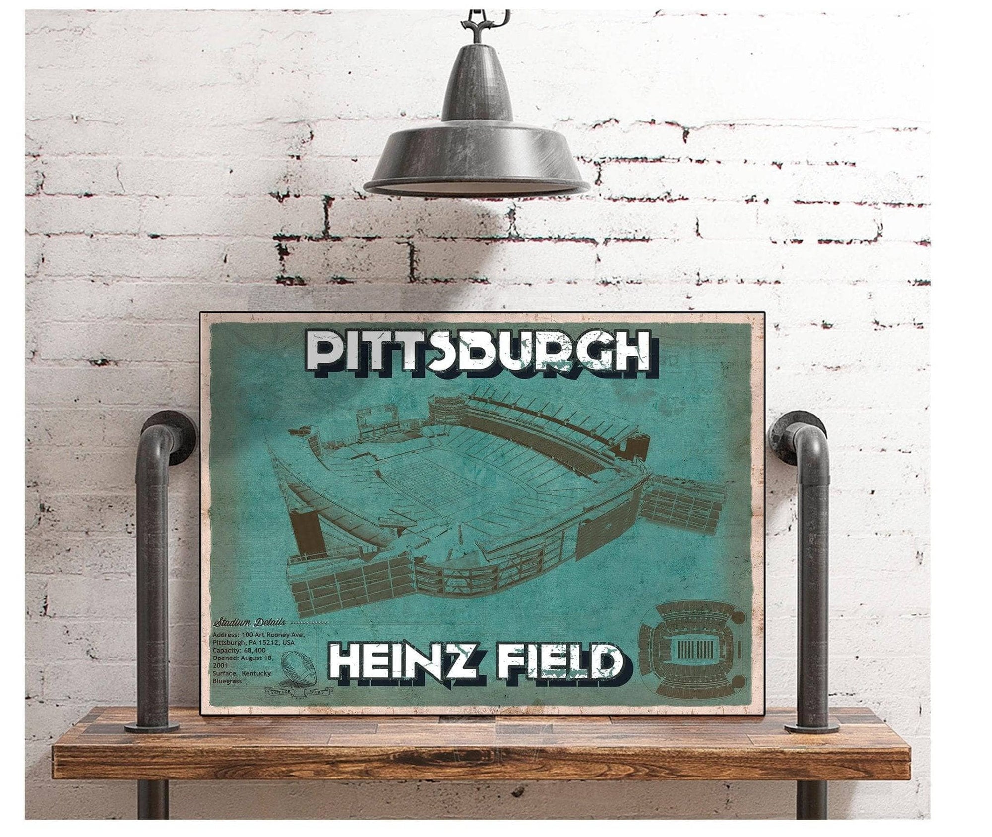 Cutler West Pro Football Collection Pittsburgh Steelers Stadium Art Team Color- Heinz Field - Vintage Football Print