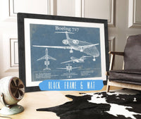Cutler West Boeing Collection 14" x 11" / Black Frame & Mat Boeing 717 Vintage Aviation Blueprint Print - Custom Pilot Name Can Be Added 840189113_48475