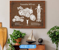 Cutler West 14" x 11" / Walnut Frame Yamaha MT-01 Blueprint Motorcycle Patent Print 933350089-14"-x-11"5014