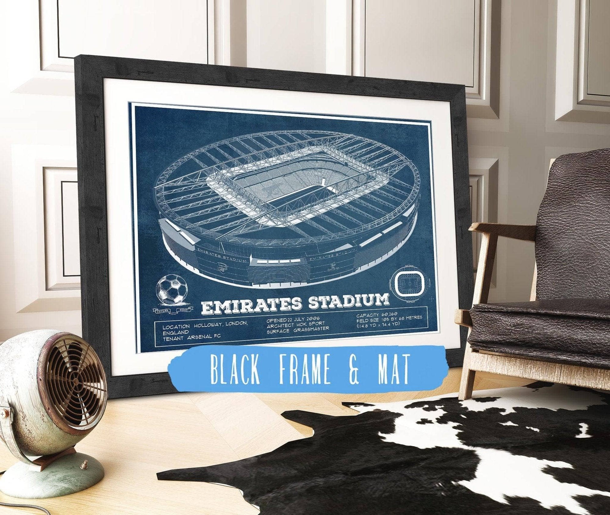 Cutler West Soccer Collection 14" x 11" / Black Frame & Mat Arsenal Football Club - Emirates Stadium Soccer Print 235353086
