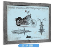 Cutler West 14" x 11" / Greyson Frame Harley-Davidson FXSTS Springer Softail Blueprint Motorcycle Patent Print 868455470_13725