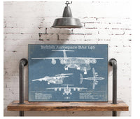 Cutler West British Aerospace BAe 146 / Avro RJ Vintage Aviation Blueprint Print