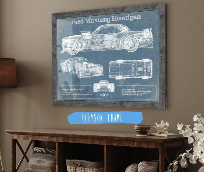 Cutler West Ford Collection 14" x 11" / Greyson Frame Ford Mustang Hoonigan Vintage Blueprint Auto Print 833110081_14715