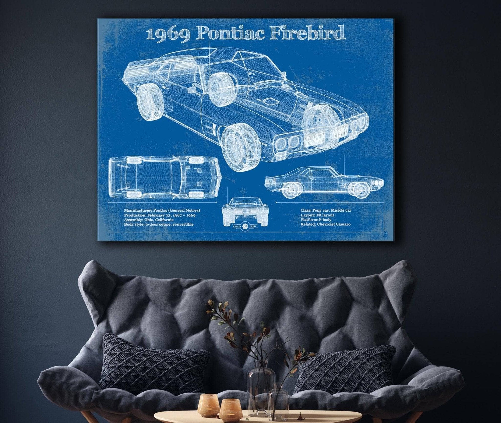 Cutler West Vehicle Collection 1969 Pontiac Firebird 400 Vintage Auto Print