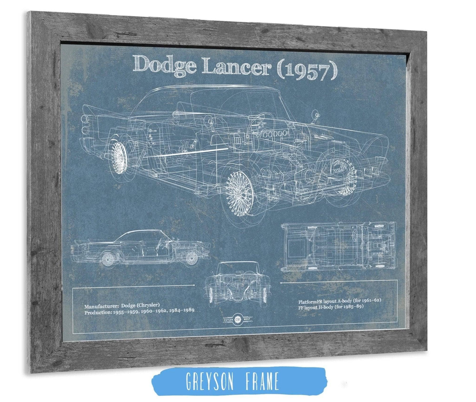 Cutler West Dodge Collection Dodge Lancer 1957 Vintage Blueprint Auto Print