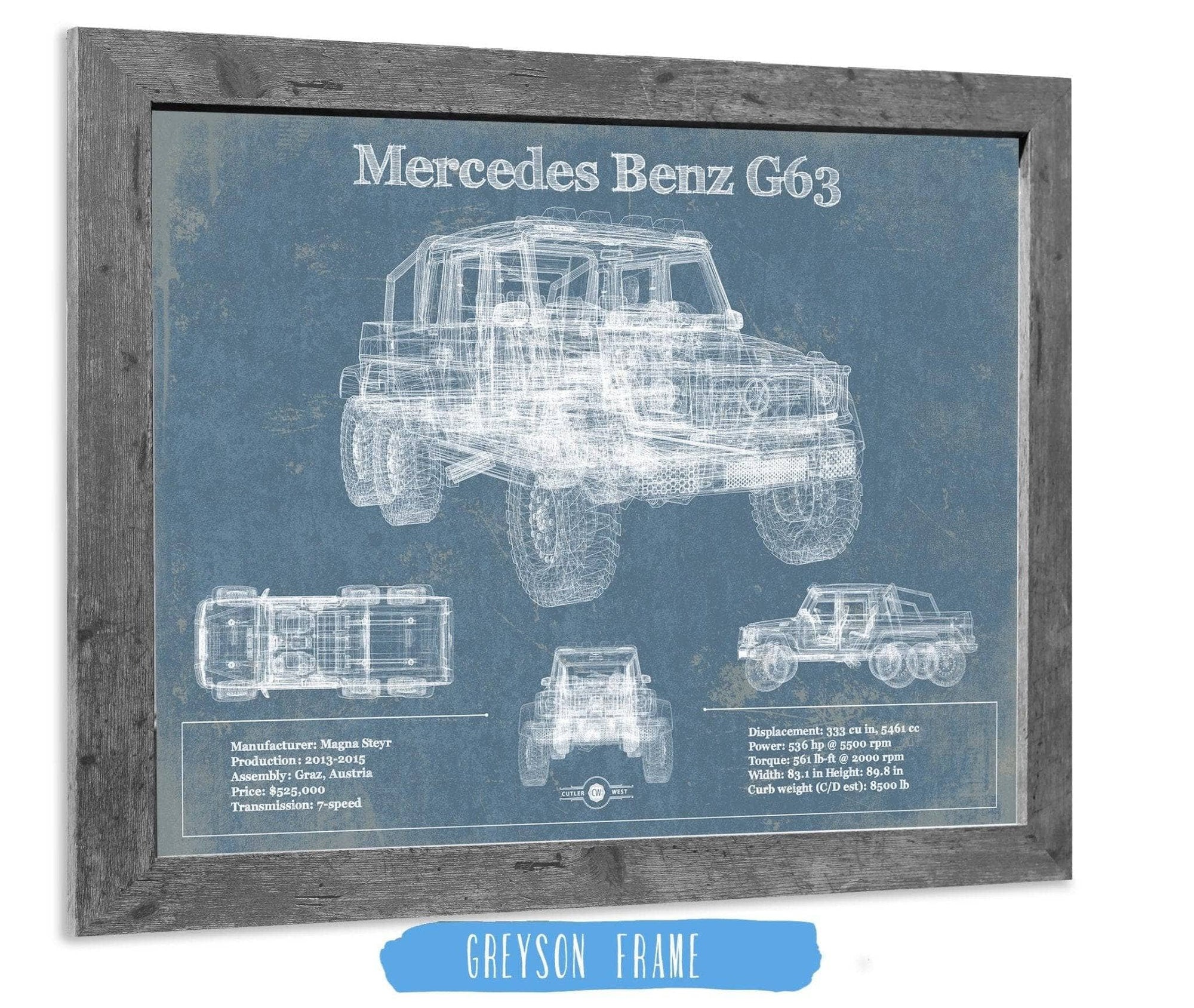 Cutler West Mercedes Benz Collection Mercedes Benz G63 Blueprint Vintage Auto Print