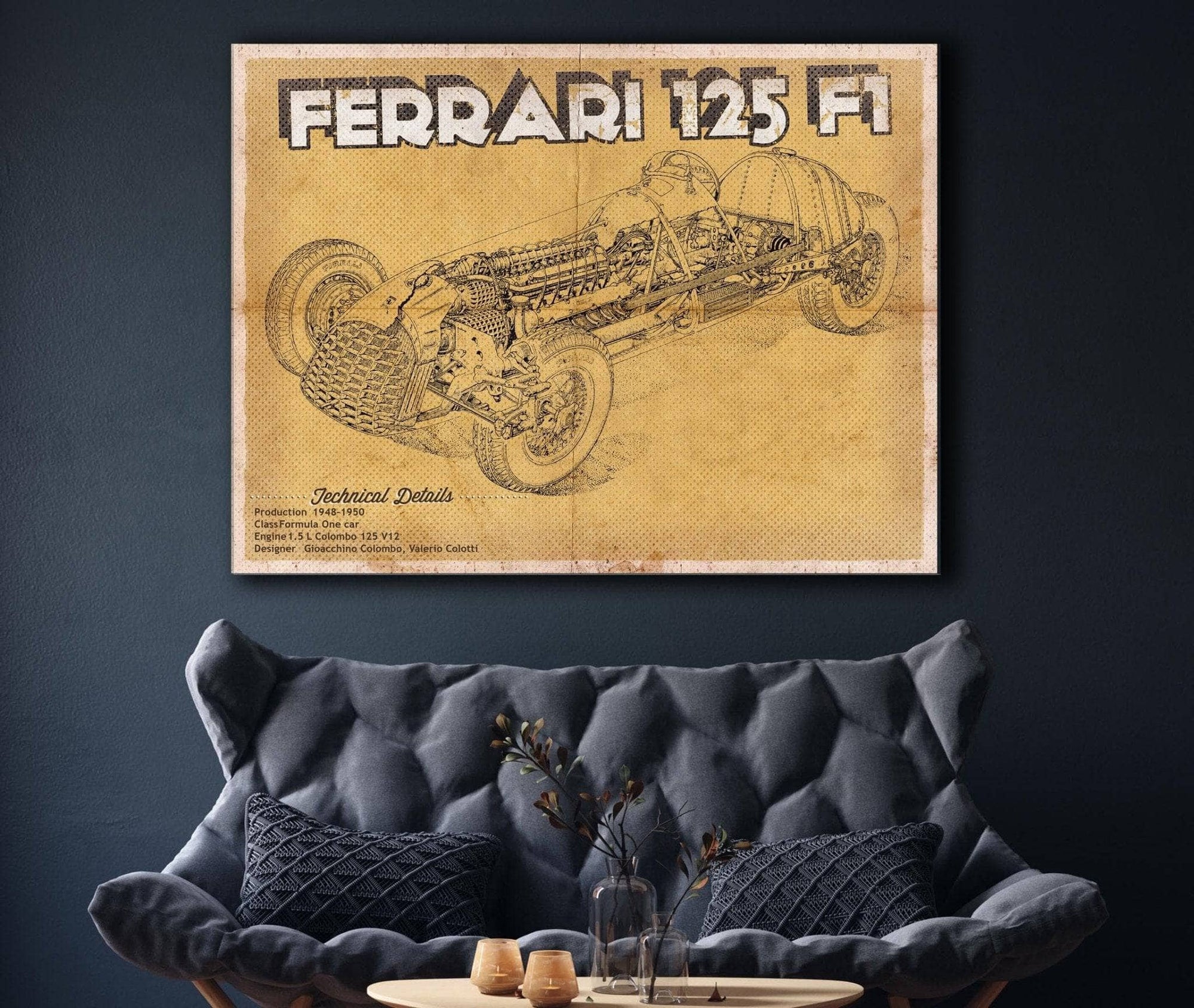 Cutler West Ferrari Collection Ferrari 125 F1 Formula One Race Car Print