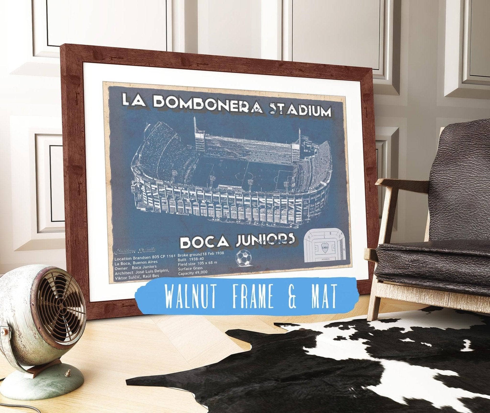 Cutler West Soccer Collection 14" x 11" / Walnut Frame & Mat Boca Juniors F.C - La Bombonera Stadium Soccer Print 733938727_48609