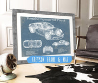 Cutler West Porsche Collection 14" x 11" / Greyson Frame & Mat Porsche Cayman 718 T 2018 Vintage Blueprint Auto Print 833110155_15508