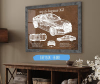 Cutler West Jaguar Collection 14" x 11" / Greyson Frame 2016 Jaguar XJ Car Original Blueprint Art 933311141_37986