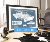 Cutler West Ford Collection 14" x 11" / Black Frame & Mat 1962 Ford Consul Cortina Mark I Original Blueprint Art 933311140_34615
