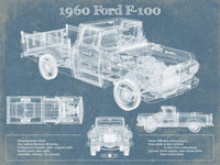 Cutler West Ford Collection 14" x 11" / Unframed 1960 Ford F-100 Blueprint Vintage Auto Print 933311072_11804