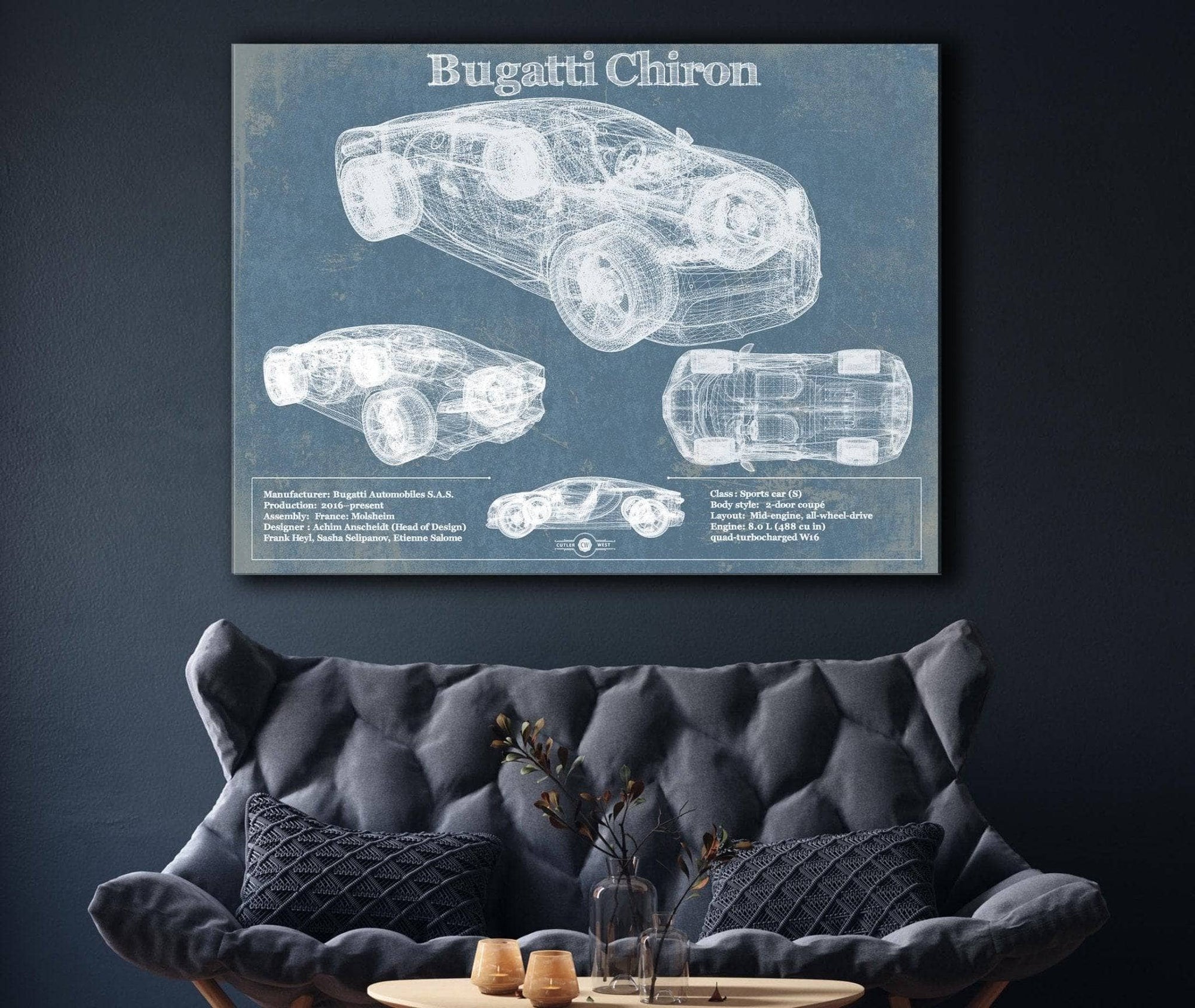 Cutler West Vehicle Collection Bugatti Chiron Vintage Sports Car Print