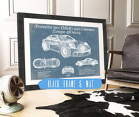 Cutler West Porsche Collection 14" x 11" / Black Frame & Mat Porsche 911 Mk8 992 Carrera Coupe 4s 2019 Vintage Blueprint Auto Print 845000299_68555
