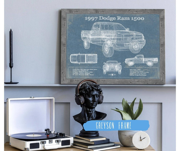 Cutler West Dodge Collection 1997 Dodge Ram 1500 Vintage Blueprint Auto Print