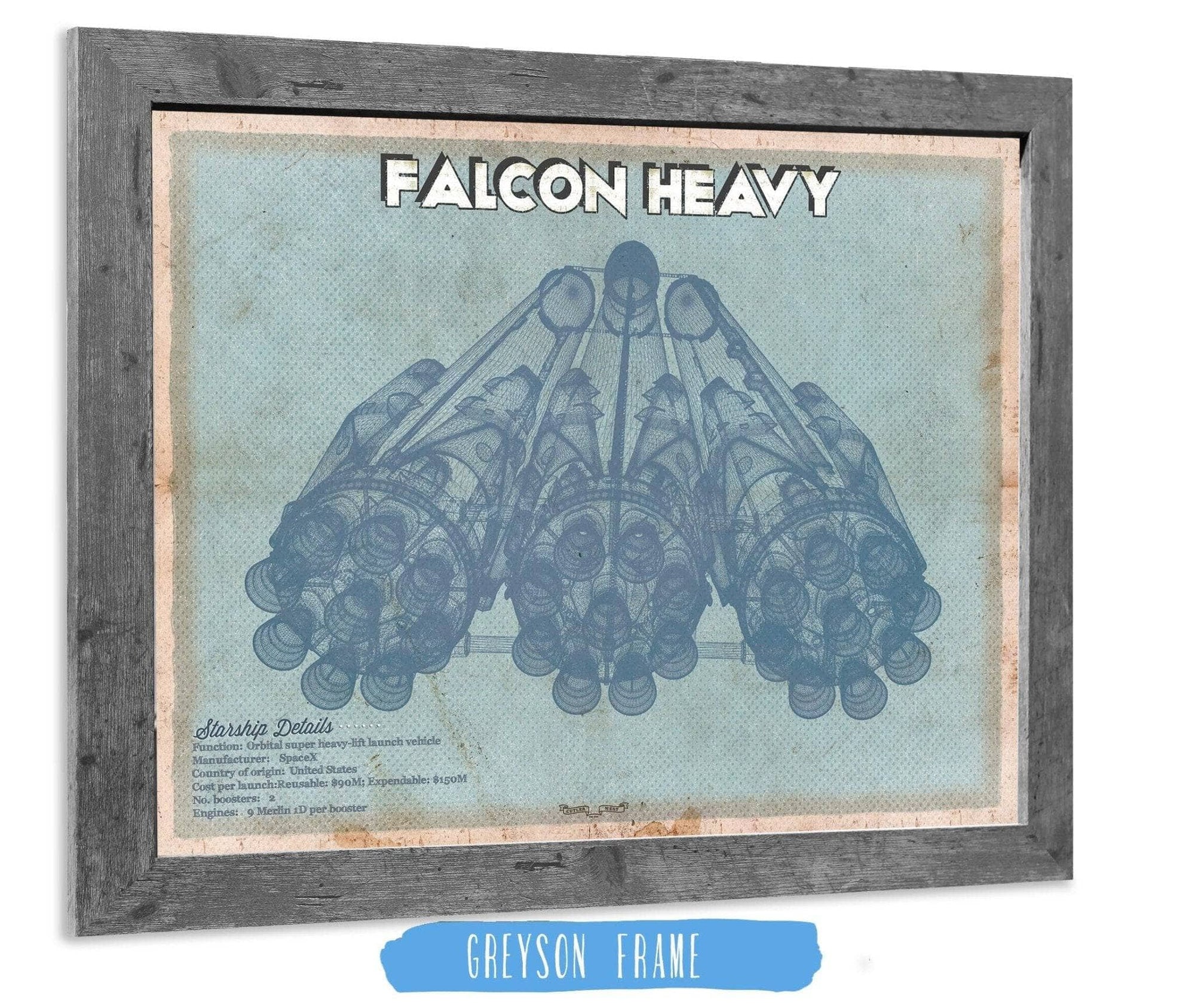 Cutler West SciFi, Fantasy, and Space Falcon Heavy Vintage Space Exploration Print